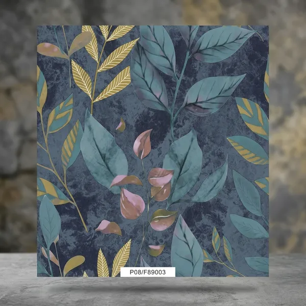 Imported_Paper_Navy_Blue_Gold_Botanical_Leaf_Wallpaper
