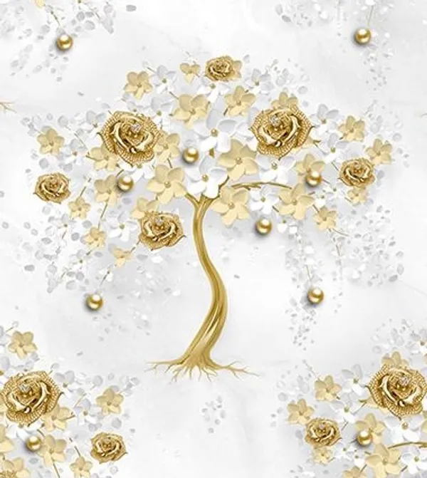 Imported_Paper_Elegant_Gold_White_Floral_Tree_Wallpaper
