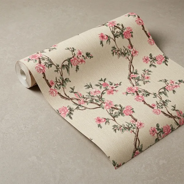 Imported_Paper_Botanical_Beige_Floral_Print_Wallpaper