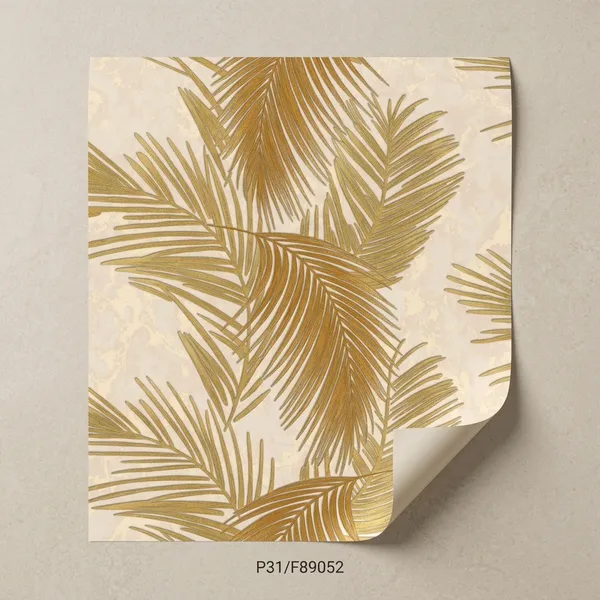 Imported_Paper_Golden_Palm_Fronds_Tropical_Wallpaper
