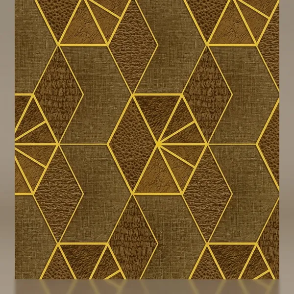 Imported_Paper_Modern_Gold_Brown_Geometric_Diamond_Wallpaper