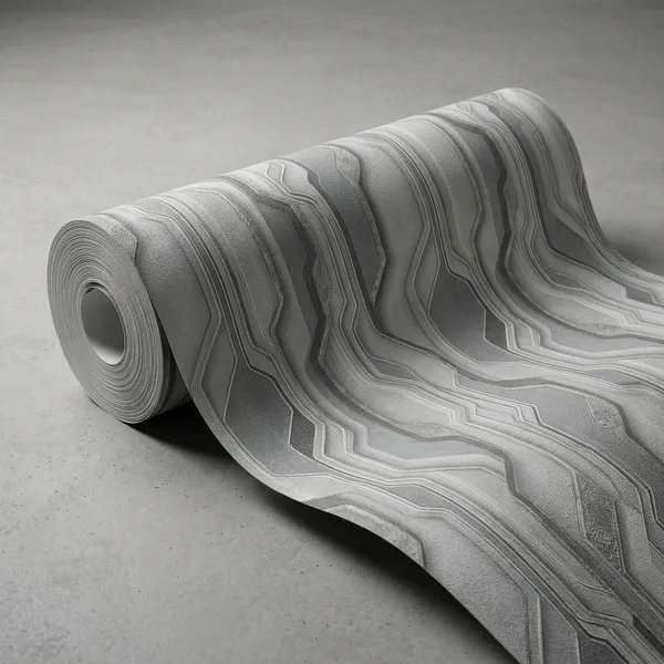 Imported_Paper_Modern_Grey_3d_Geometric_Wave_Textured_Wallpaper