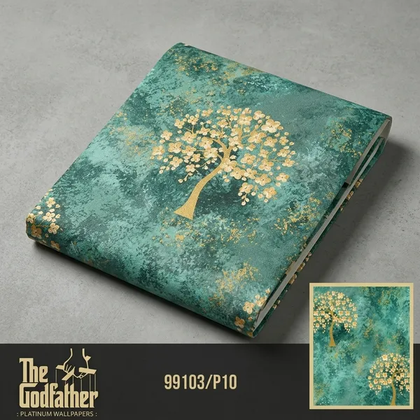 Imported_Paper_Botanical_Teal_Cream_Blossom_Tree_Wallpaper