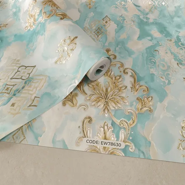 Vinyl_Watercolor_Marble_Aqua_Gold_Accent_Wallpaper