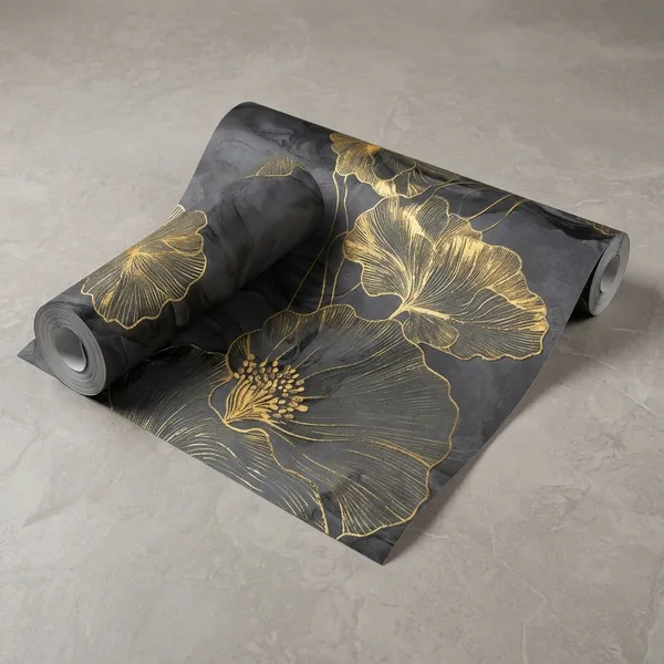 Vinyl_Floral_Lotus_Grey_Gold_Peel_And_Stick_Wallpaper