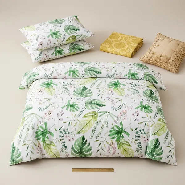 Yellow_Damask_Print_King_Size_Bedsheet_With_Tropical_Bedding_Set