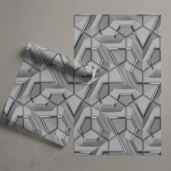 Imported_Paper_Modern_Grey_3d_Hexagon_Geometric_Textured_Wallpaper