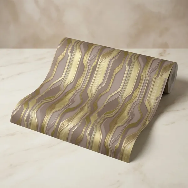Imported_Paper_Modern_Green_Yellow_Wavy_Stripe_Wallpaper