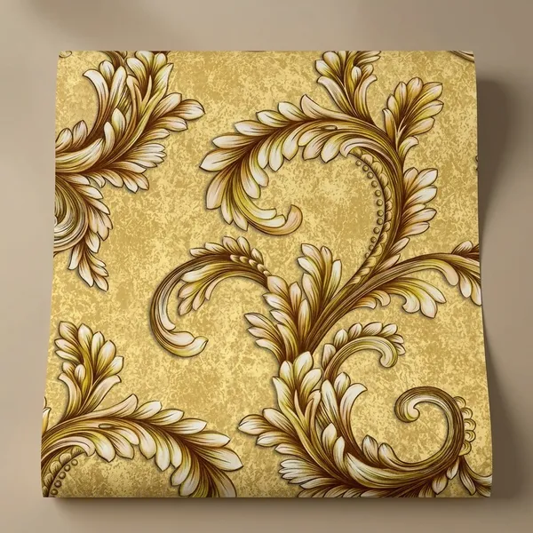 Imported_Paper_Baroque_Gold_Acanthus_Leaf_Scroll_Wallpaper