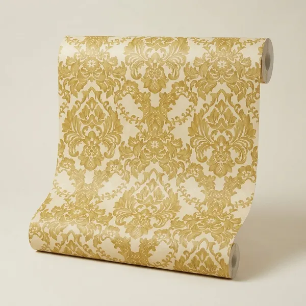 Vinyl_Classic_Damask_Gold_Cream_Decorative_Wallpaper