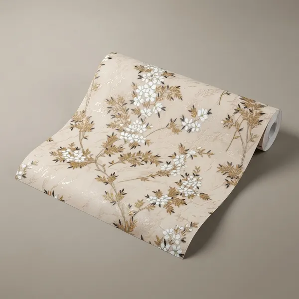 Beige_Floral_Print_Peel_And_Stick_Wallpaper