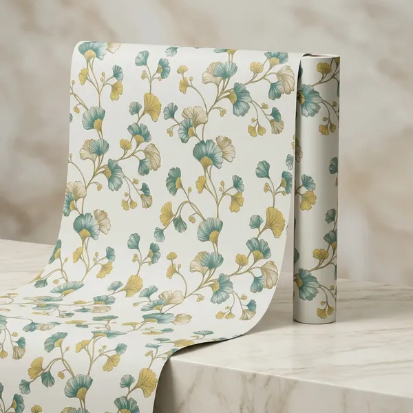 Imported_Paper_Botanical_Floral_Print_Green_Yellow_Wallpaper