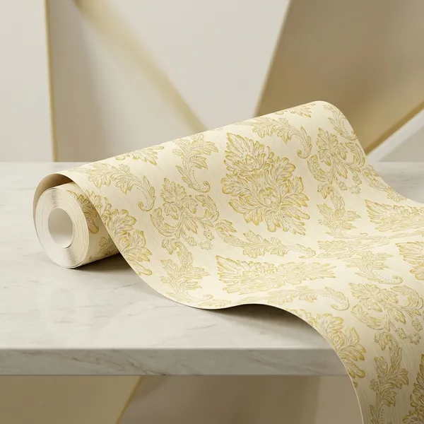 Imported_Paper_Gold_Cream_Ornate_Damask_Pattern_Wallpaper