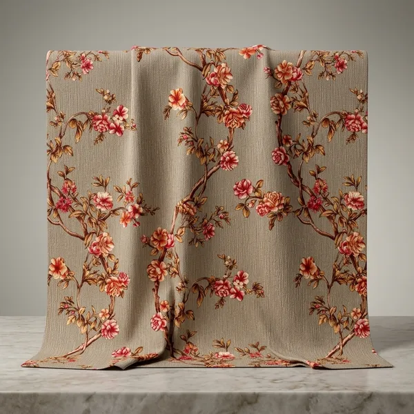 Beige_Floral_Print_Upholstery_Fabric