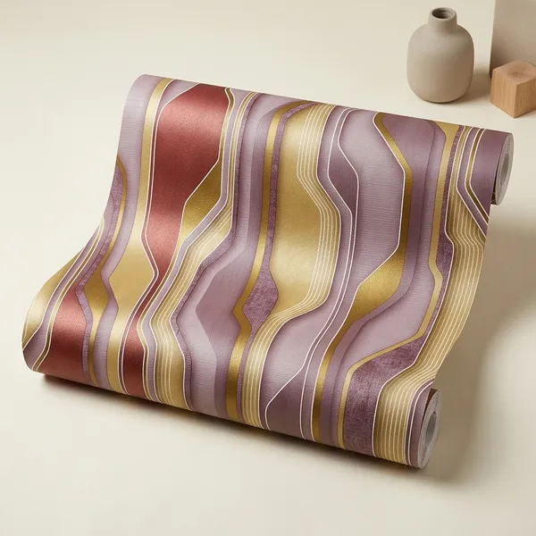 Imported_Paper_Geometric_Yellow_Brown_Vertical_Stripe_Wallpaper