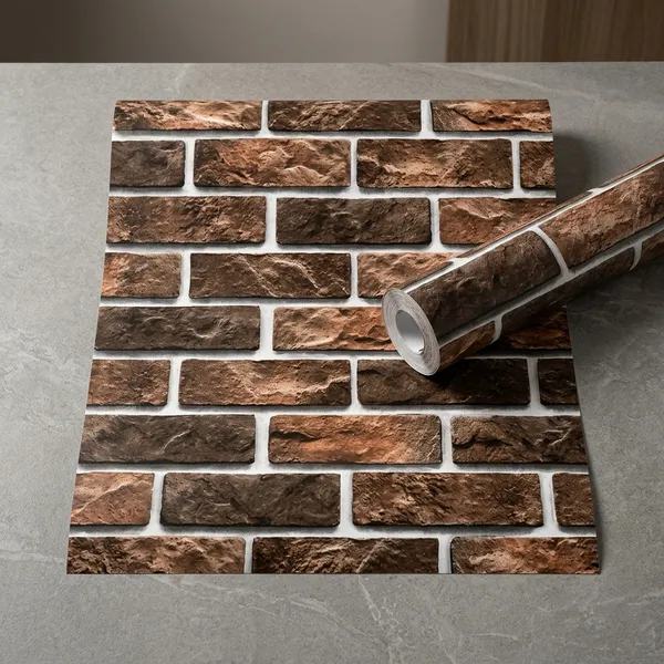 Imported_Paper_Rustic_Brown_Brick_Pattern_Wallpaper