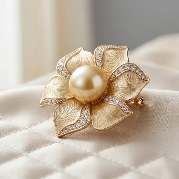 Golden_Pearl_Floral_Brooch_With_Crystal_Embellishments