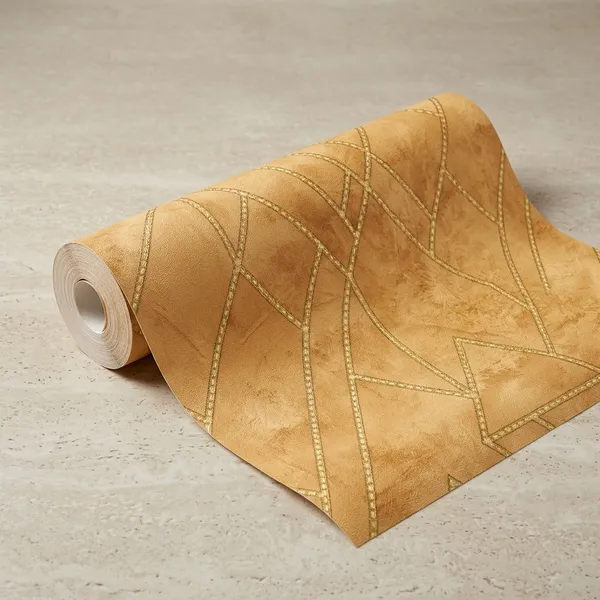 Imported_Paper_Luxury_Golden_Geometric_Diamond_Pattern_Wallpaper