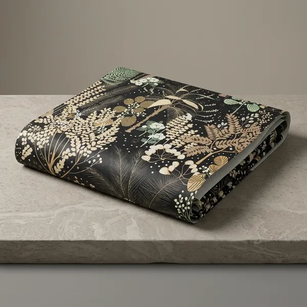 Imported_Paper_Dark_Charcoal_Botanical_Floral_Print_Wallpaper