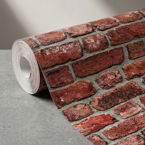 Imported_Paper_Rustic_Red_Brick_Texture_Wallpaper