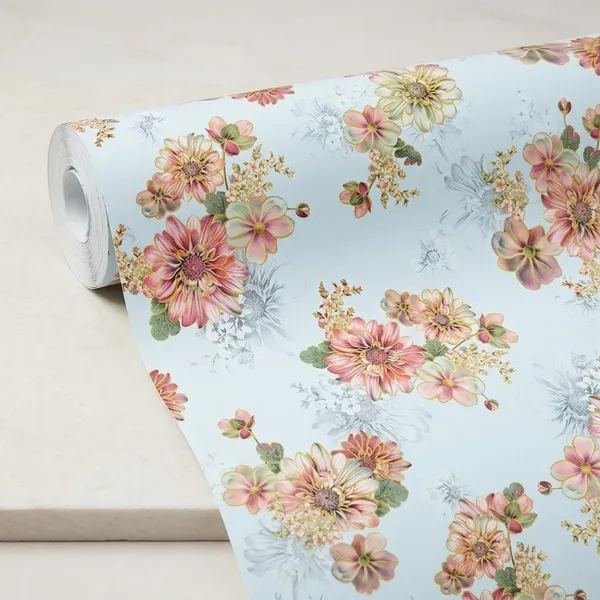 Imported_Paper_Pastel_Floral_Blue_Background_Wallpaper