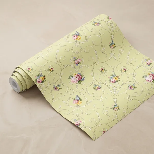 Yellow_Floral_Print_Peel_And_Stick_Wallpaper