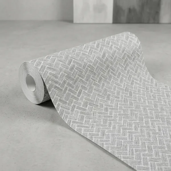 Imported_Paper_Gray_Herringbone_Textured_Wallpaper