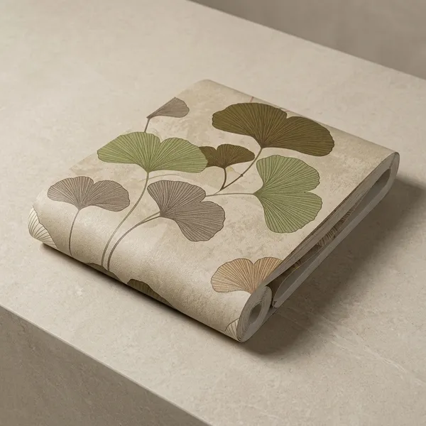Imported_Paper_Botanical_Ginkgo_Leaf_Pattern_Wallpaper