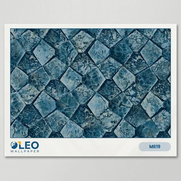 Imported_Paper_Blue_Teal_Diamond_Marble_Tile_Pattern_Wallpaper