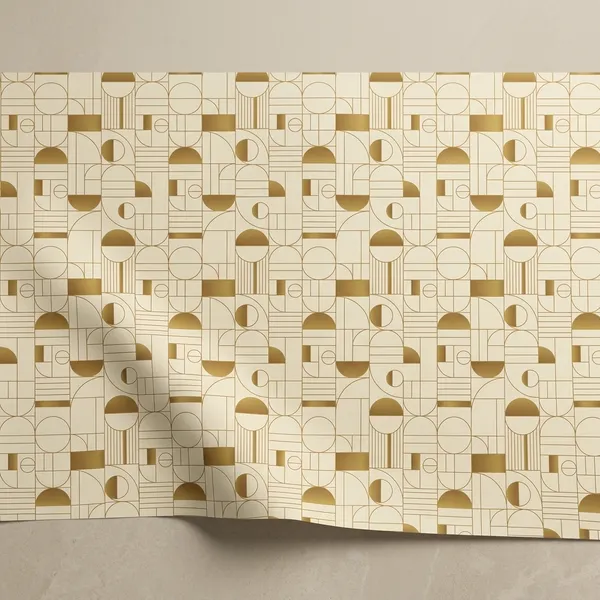 Imported_Paper_Modern_Geometric_Pattern_Cream_Gold_Wallpaper