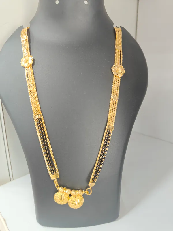 Gold_Plated_Multi-Strand_Mangalsutra_with_Black_Beads