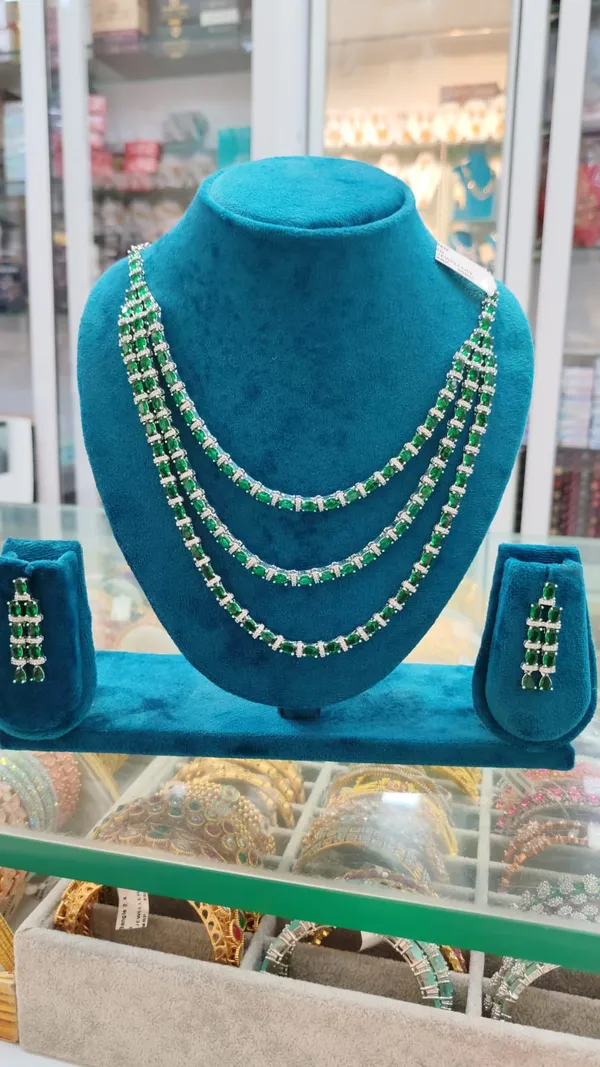 Green_And_White_Stone_Studded_Three_Layer_Necklace