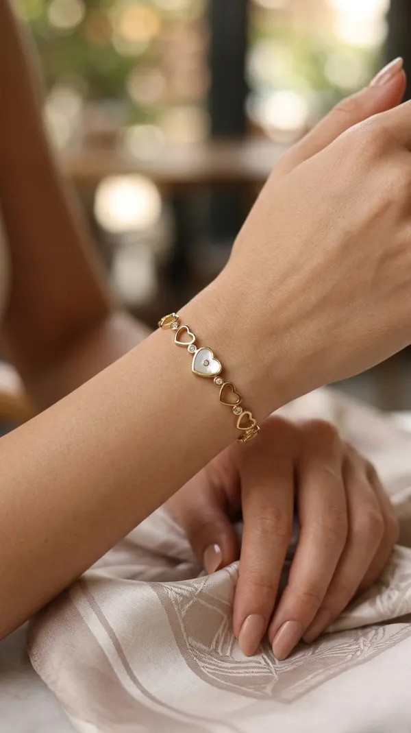 Gold_Tone_Heart_Design_Bracelet_with_Pink_Stone_Accent