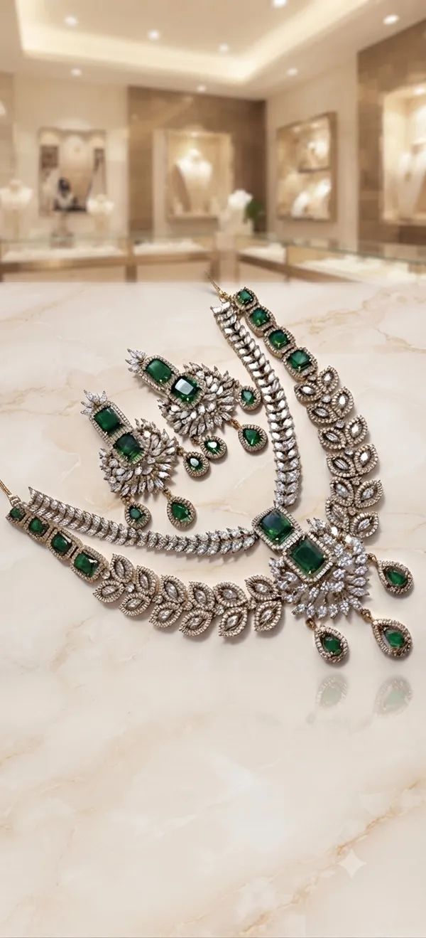 Green_Stone_Statement_Necklace_Set_For_Women