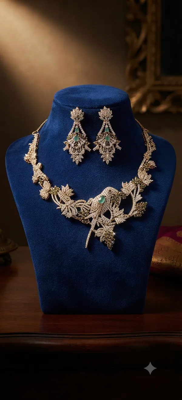 Gold-Tone_Floral_Necklace_And_Earrings_Set_For_Women