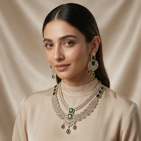 Green_Stone_Statement_Necklace_Set_For_Women