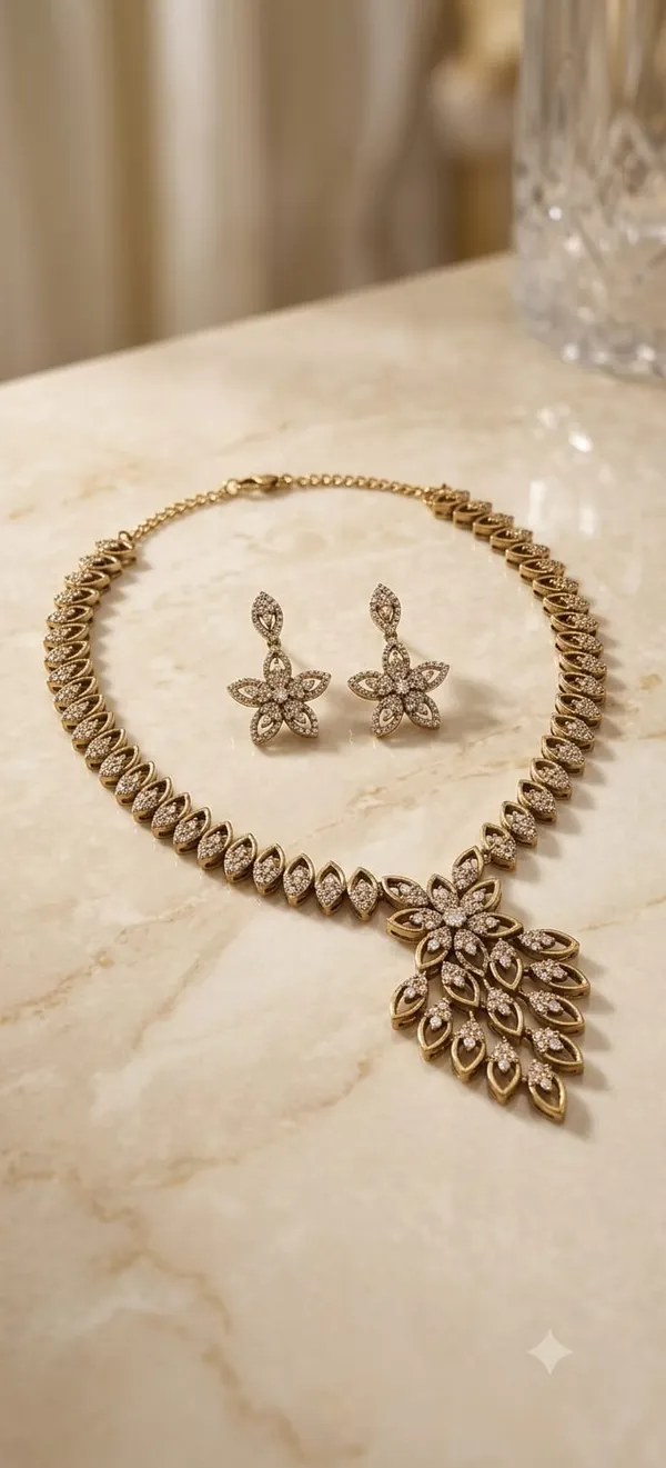 Gold_Tone_Floral_Necklace_Set_for_Women