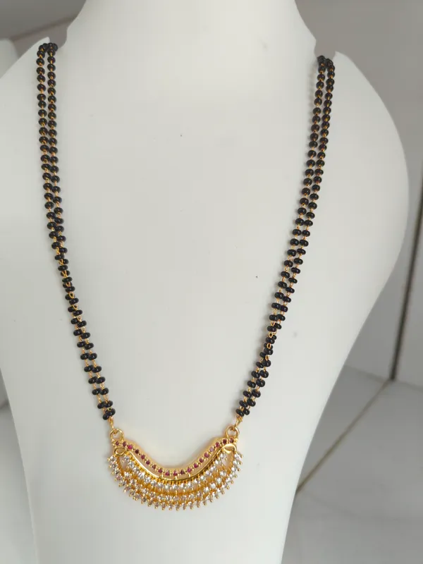 Gold_Plated_Mangalsutra_Style_Necklace_with_Black_Beads