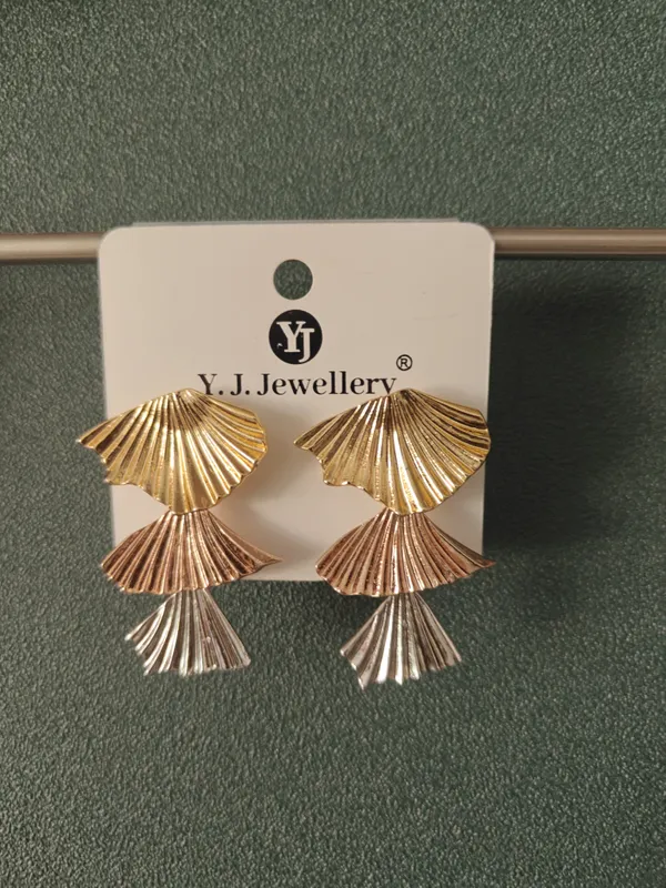 Gold_Rose_Gold_Silver_Tone_Triple_Fan_Drop_Earrings