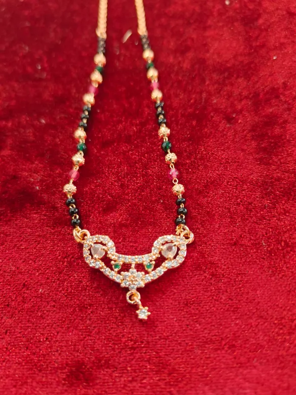 Gold_Plated_Green_Beaded_Peacock_Design_Mangalsutra