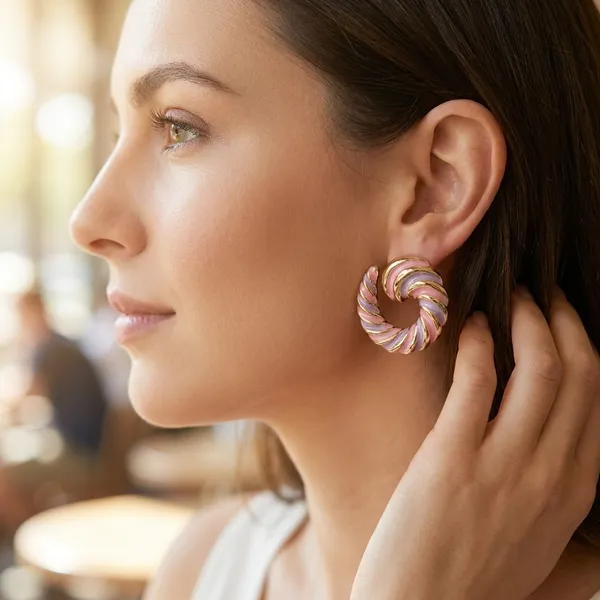 Pink_And_Gold_Twisted_Hoop_Earrings_For_Women