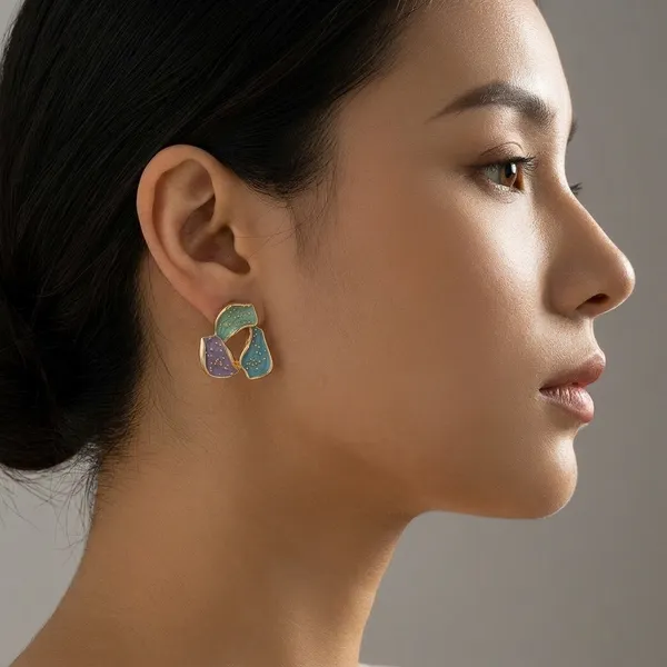 Turquoise_Purple_Abstract_Enamel_Stud_Earrings_For_Women_-_Pack_of_2