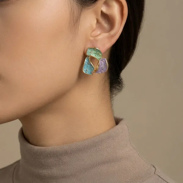 Turquoise_Purple_Abstract_Enamel_Stud_Earrings_For_Women_-_Pack_of_2