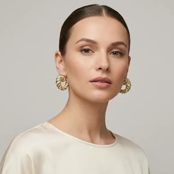 Gold_And_Green_Twisted_Hoop_Earrings