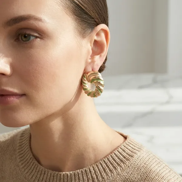 Gold_And_Green_Twisted_Hoop_Earrings