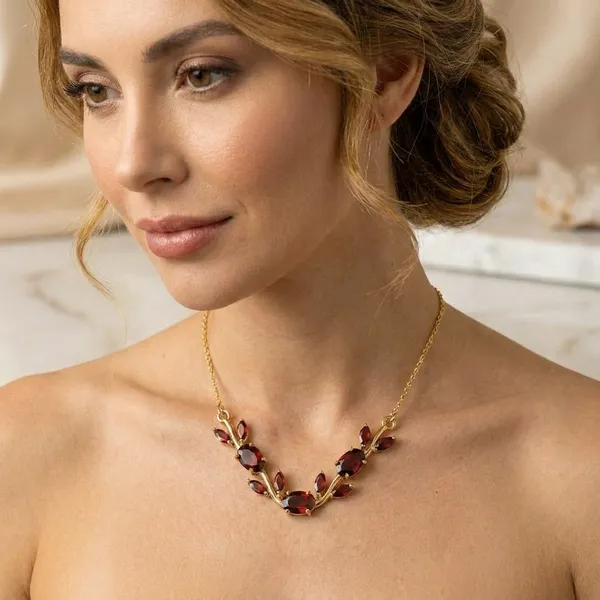 Gold_Plated_Ruby_Stone_Floral_Necklace