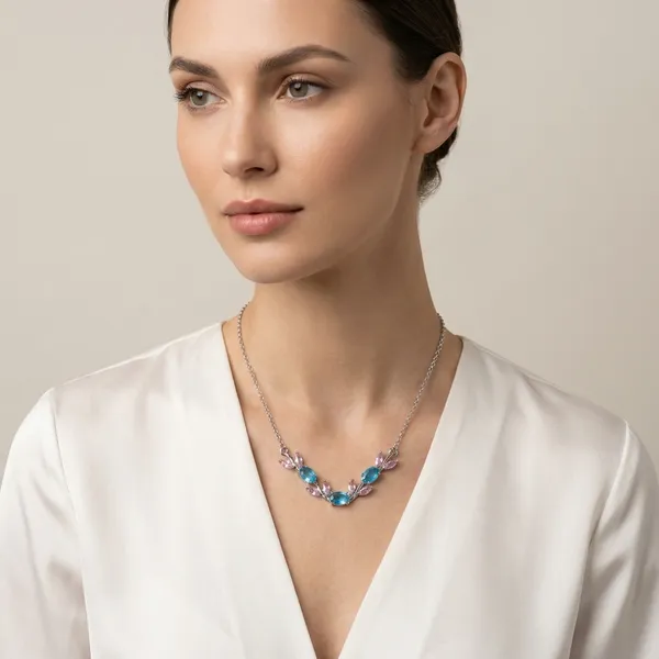 Silver_Floral_Leaf_Design_Necklace_with_Blue_and_Pink_Stones
