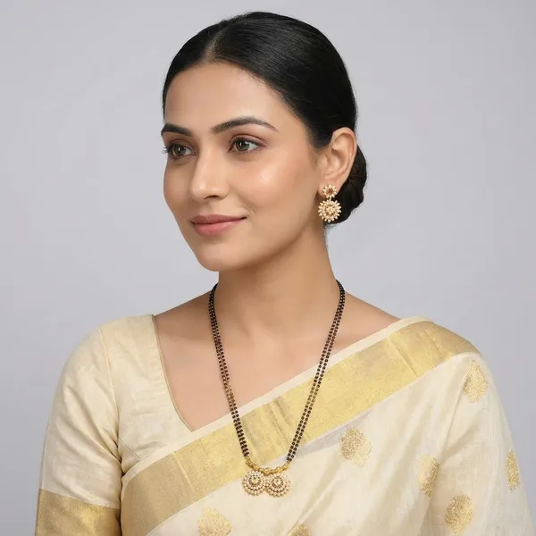 White_Floral_Mangalsutra_Necklace_Set_with_Matching_Earrings