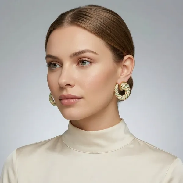 Gold_And_Green_Twisted_Hoop_Earrings_For_Women_-_Pack_of_2