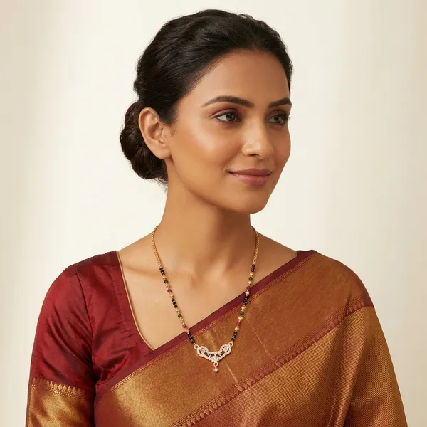 Gold_Plated_Green_Beaded_Peacock_Design_Mangalsutra